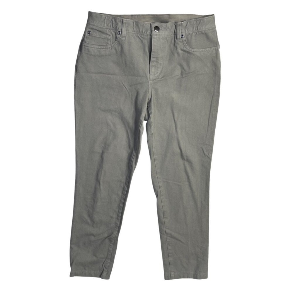 Chico's Stretch Pant Size 8/10 (Chico 1) Putty Zip Cropped